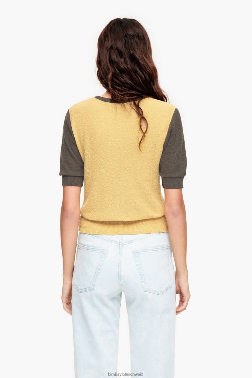 Bimba Y Lola Zweifarbiger Pullover aus Baumwolle Gelb Kleidung T04ZZ382