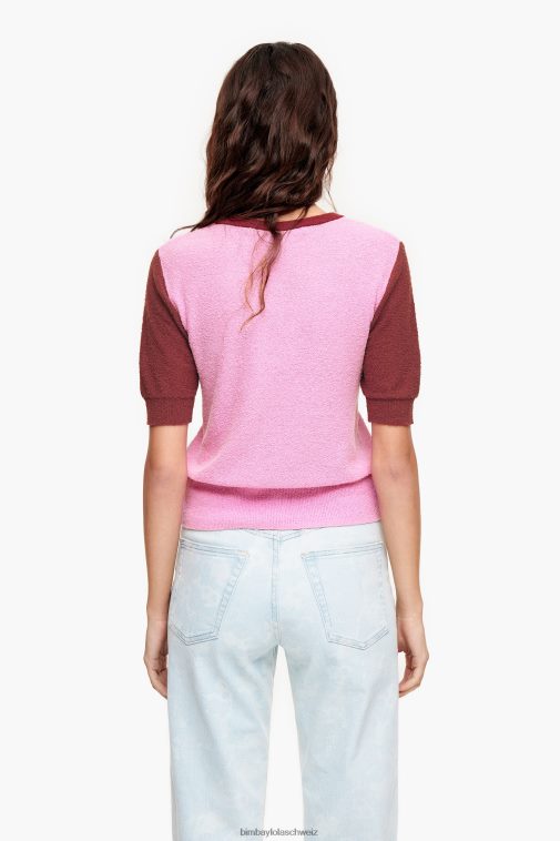 Bimba Y Lola Zweifarbiger Pullover aus Baumwolle Rosa Kleidung T04ZZ383