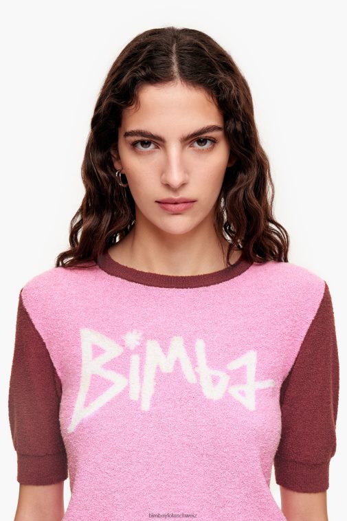 Bimba Y Lola Zweifarbiger Pullover aus Baumwolle Rosa Kleidung T04ZZ383