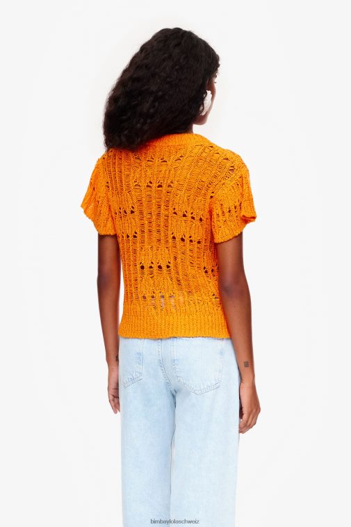 Bimba Y Lola durchbrochener Pullover orange Kleidung T04ZZ356