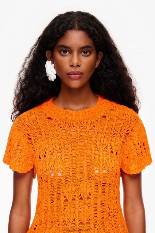 Bimba Y Lola durchbrochener Pullover orange Kleidung T04ZZ356