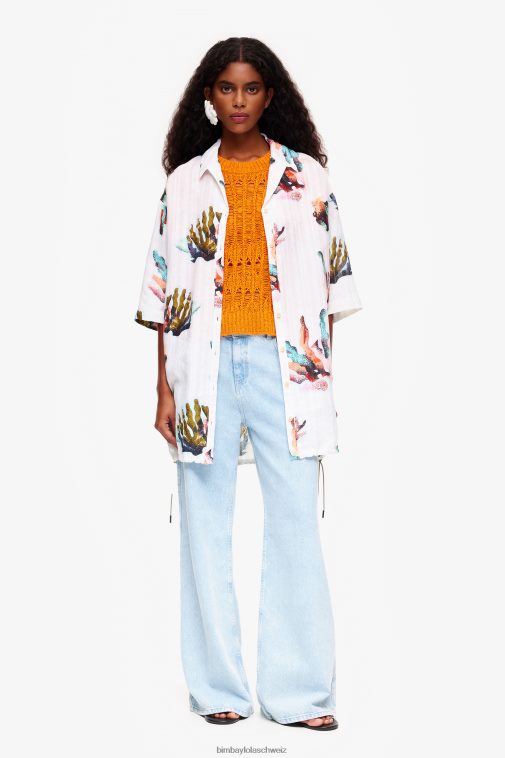 Bimba Y Lola durchbrochener Pullover orange Kleidung T04ZZ356