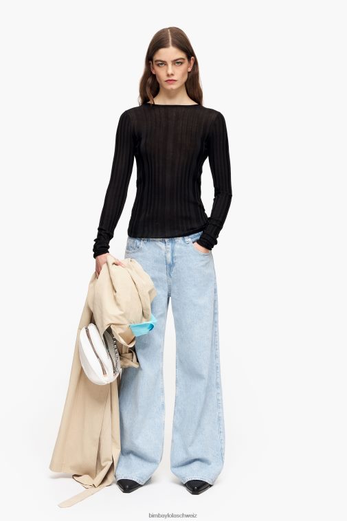 Bimba Y Lola taillierter Pullover Schwarz Kleidung T04ZZ384