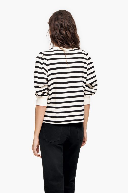 Bimba Y Lola Gestreiftes Logo-Sweatshirt Weiss Kleidung T04ZZ498