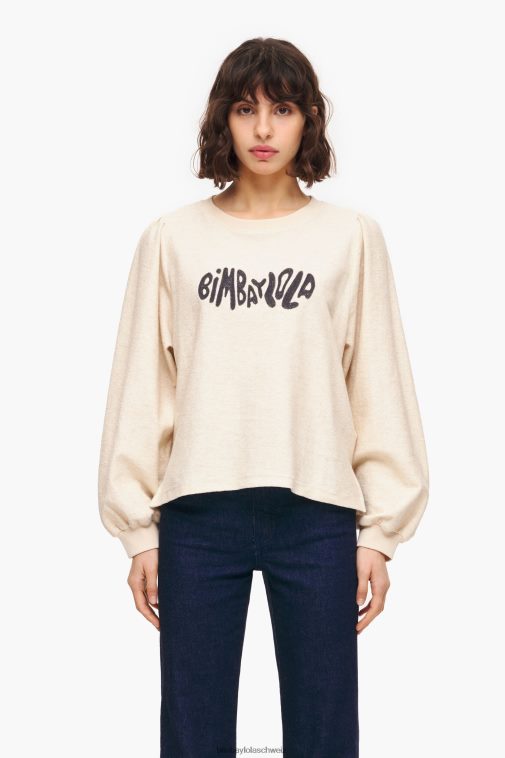 Bimba Y Lola Kastenförmiges Logo-Sweatshirt Sand Kleidung T04ZZ496