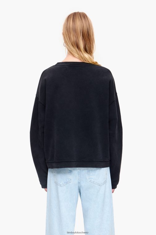 Bimba Y Lola Kastenförmiges Logo-Sweatshirt Schwarz Kleidung T04ZZ497