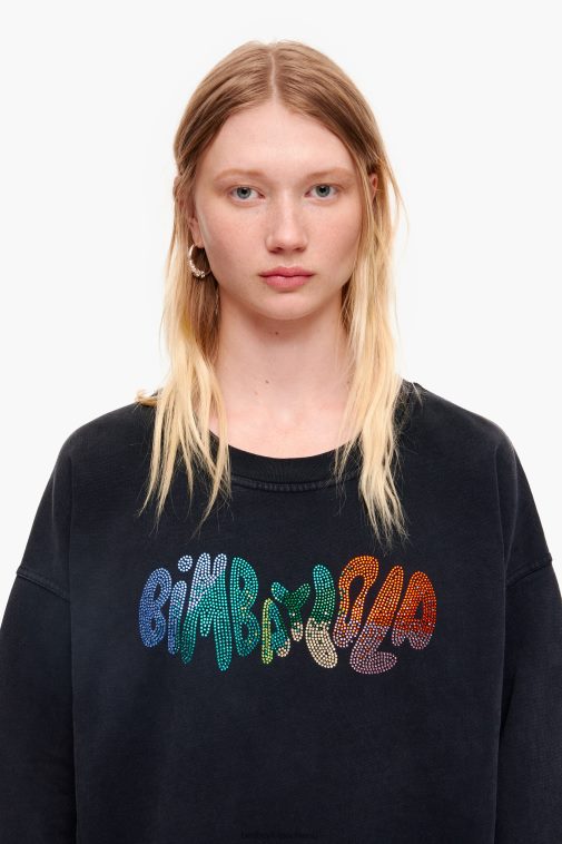 Bimba Y Lola Kastenförmiges Logo-Sweatshirt Schwarz Kleidung T04ZZ497