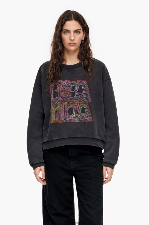 Bimba Y Lola Kastenförmiges Sweatshirt Schwarz Kleidung T04ZZ500