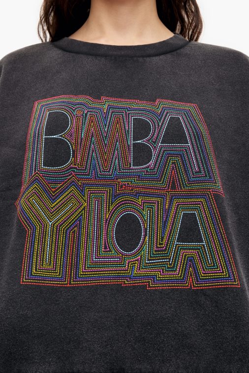Bimba Y Lola Kastenförmiges Sweatshirt Schwarz Kleidung T04ZZ500