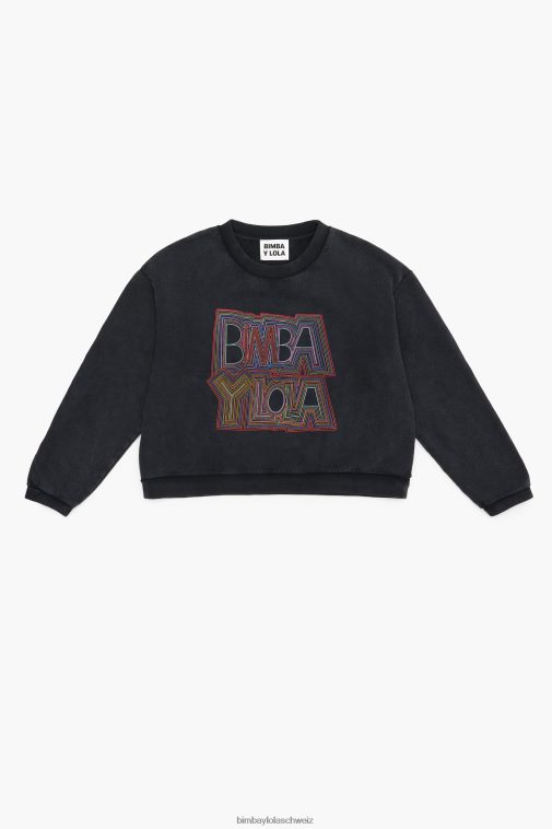 Bimba Y Lola Kastenförmiges Sweatshirt Schwarz Kleidung T04ZZ500