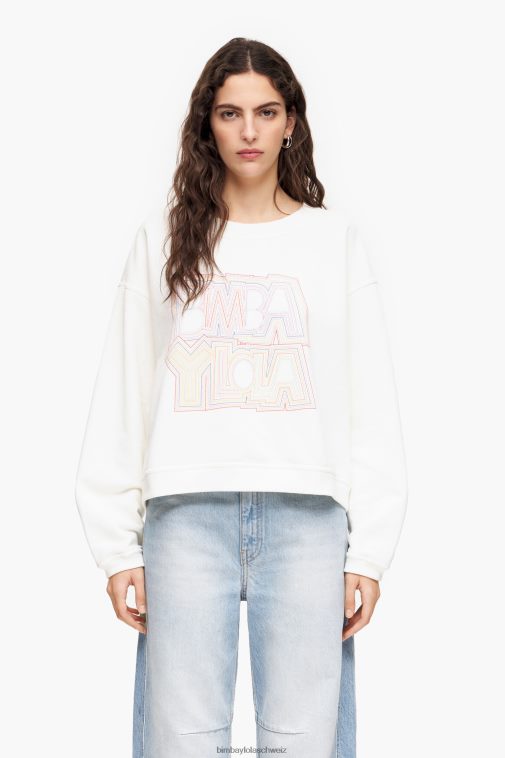 Bimba Y Lola Logo-Sweatshirt Weiss Kleidung T04ZZ499