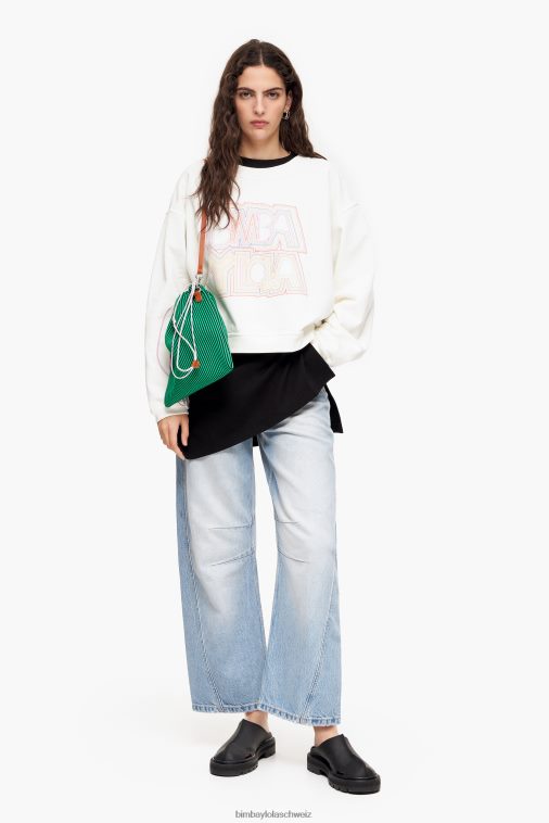 Bimba Y Lola Logo-Sweatshirt Weiss Kleidung T04ZZ499