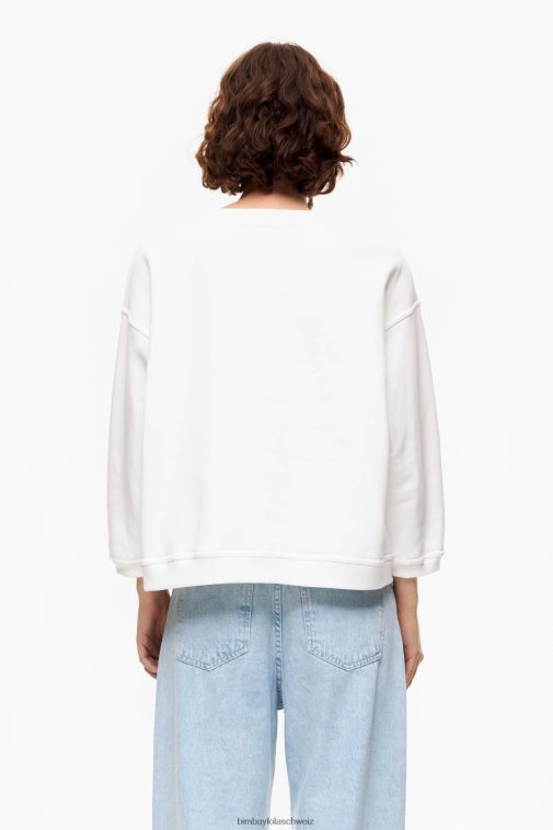 Bimba Y Lola Sweatshirt mit Logo-Print Elfenbein Kleidung T04ZZ503