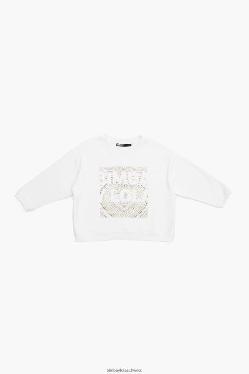 Bimba Y Lola Sweatshirt mit Logo-Print Elfenbein Kleidung T04ZZ503