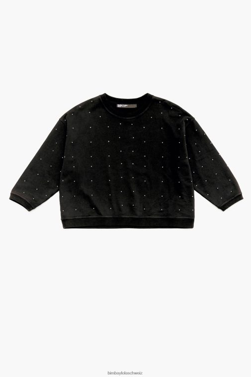 Bimba Y Lola glitzerndes Sweatshirt Schwarz Kleidung T04ZZ502
