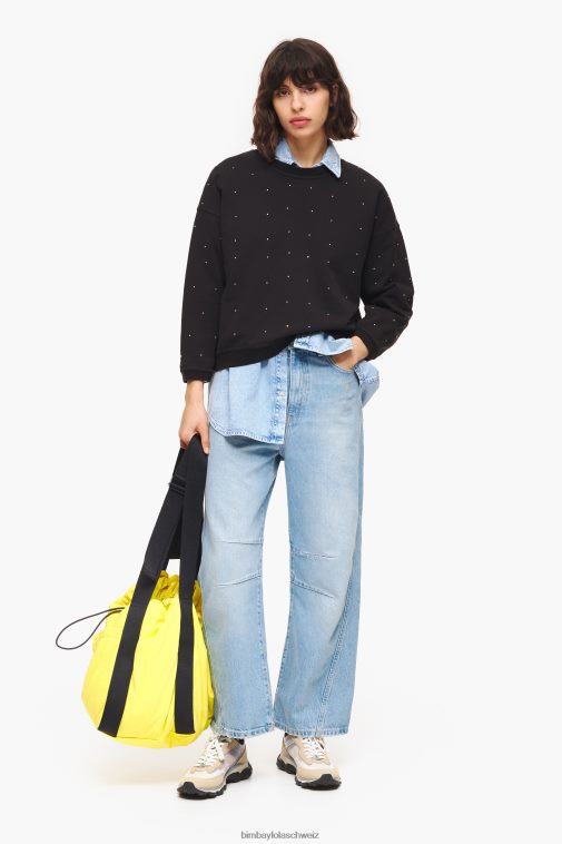 Bimba Y Lola glitzerndes Sweatshirt Schwarz Kleidung T04ZZ502