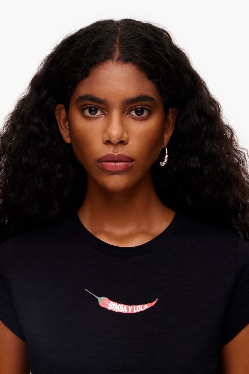 Bimba Y Lola Guindilla-T-Shirt Schwarz Kleidung T04ZZ247