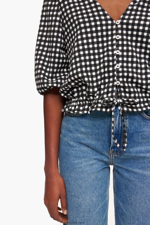 Bimba Y Lola Kariertes T-Shirt Schwarz Kleidung T04ZZ290