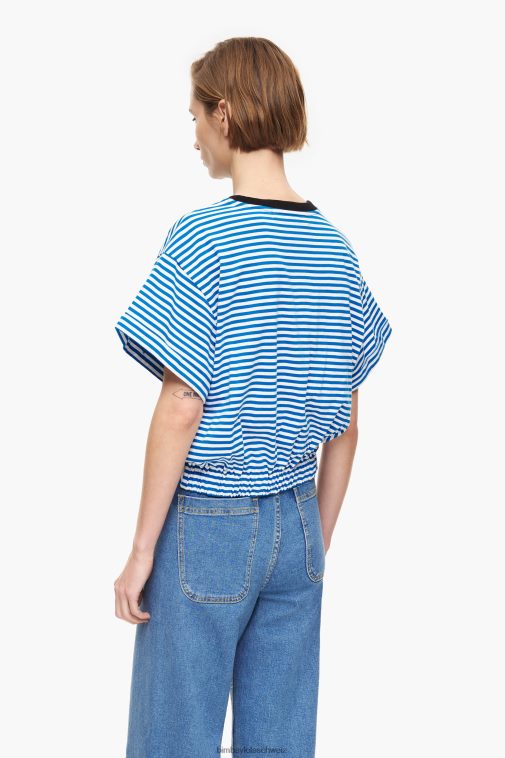 Bimba Y Lola Kastenförmiges T-Shirt mit Knotenmuster Blau und weiß Kleidung T04ZZ322
