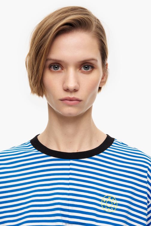 Bimba Y Lola Kastenförmiges T-Shirt mit Knotenmuster Blau und weiß Kleidung T04ZZ322