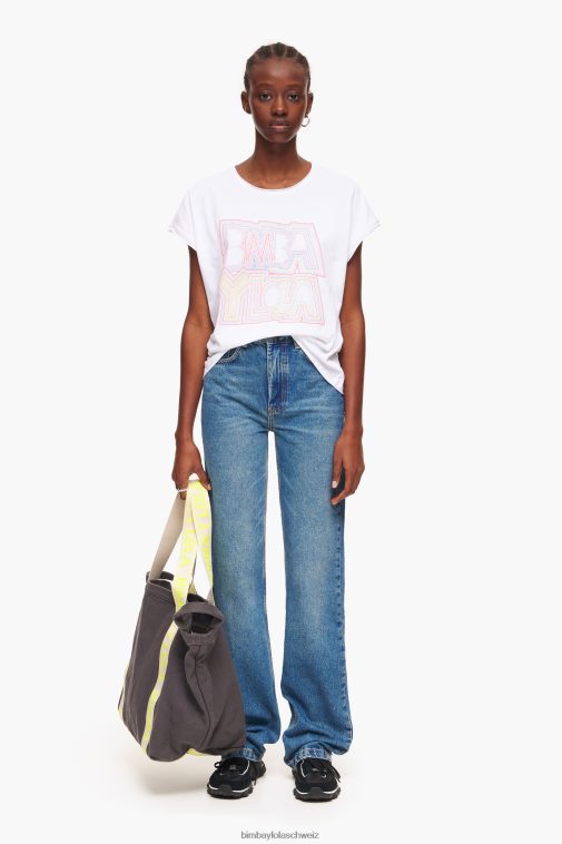 Bimba Y Lola Logo-T-Shirt Weiss Kleidung T04ZZ258