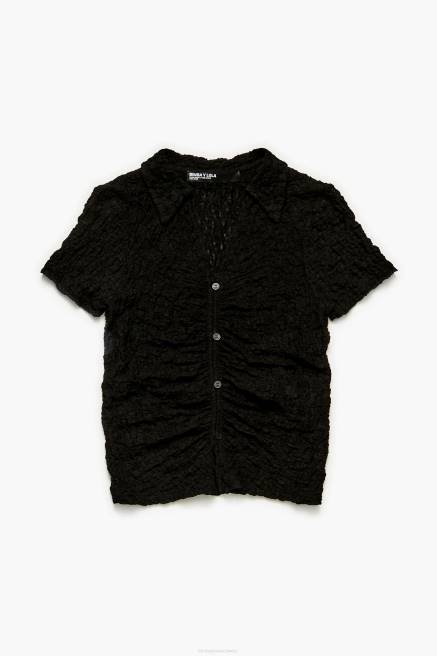Bimba Y Lola Strukturiertes T-Shirt mit Knöpfen Kleidung Schwarz T04ZZ288