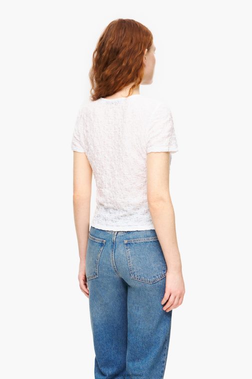 Bimba Y Lola Strukturiertes, gerafftes T-Shirt Elfenbein Kleidung T04ZZ267