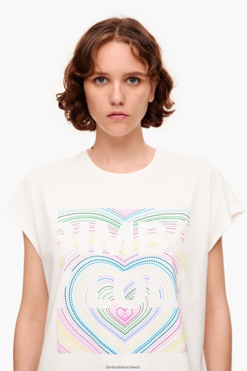 Bimba Y Lola T-Shirt mit Bleistift-Logo Elfenbein Kleidung T04ZZ260