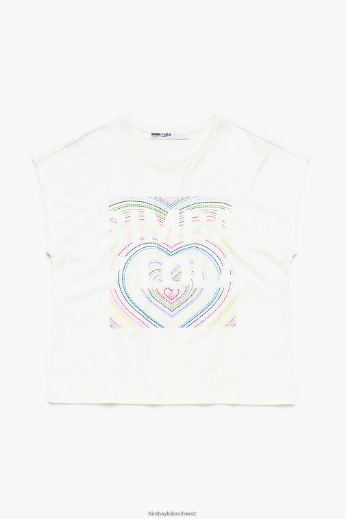 Bimba Y Lola T-Shirt mit Bleistift-Logo Elfenbein Kleidung T04ZZ260