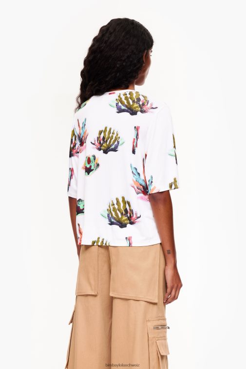 Bimba Y Lola T-Shirt mit Korallen-Print Elfenbein Kleidung T04ZZ265