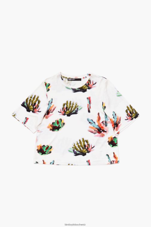 Bimba Y Lola T-Shirt mit Korallen-Print Elfenbein Kleidung T04ZZ265