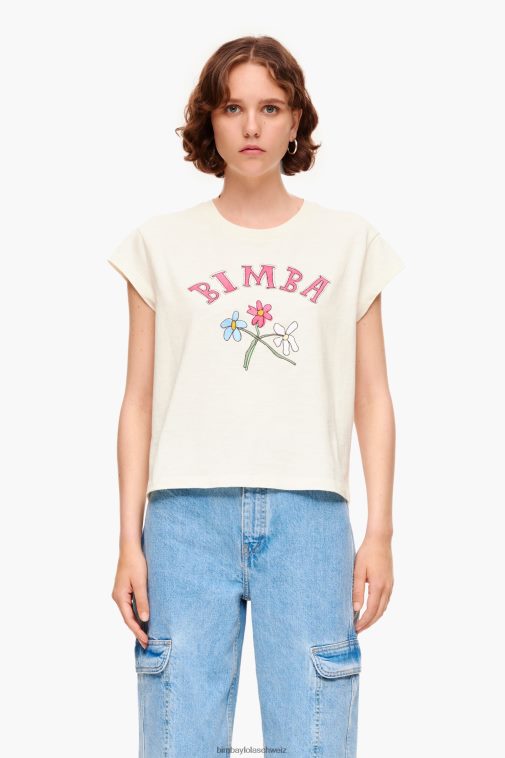 Bimba Y Lola T-Shirt mit floralem Logo naturfarben Kleidung T04ZZ275