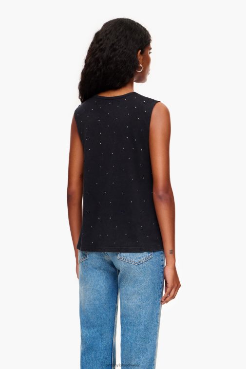 Bimba Y Lola T-Shirt mit mehrfarbigen Steinen Schwarz Kleidung T04ZZ297