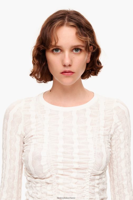Bimba Y Lola Tailliertes T-Shirt mit Textur Elfenbein Kleidung T04ZZ312