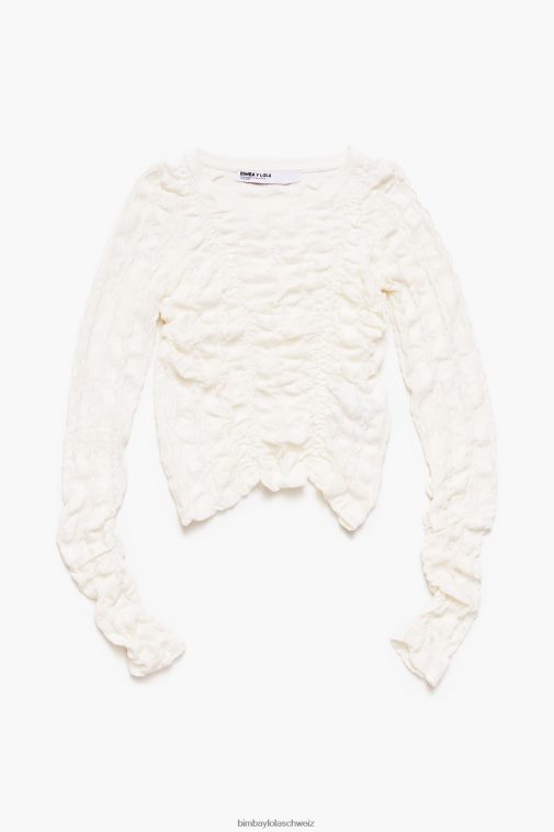 Bimba Y Lola Tailliertes T-Shirt mit Textur Elfenbein Kleidung T04ZZ312