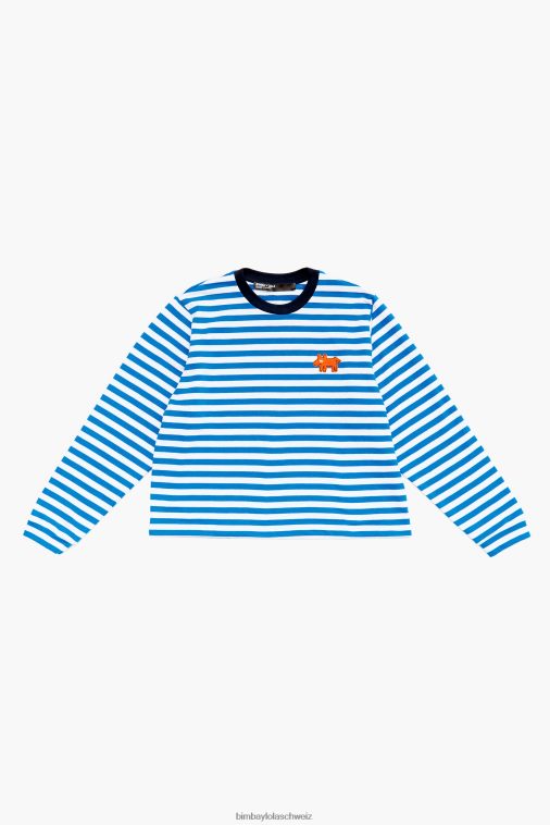 Bimba Y Lola gestreiftes T-Shirt Blau Kleidung T04ZZ253