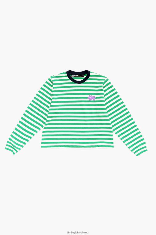Bimba Y Lola gestreiftes T-Shirt Grün Kleidung T04ZZ255