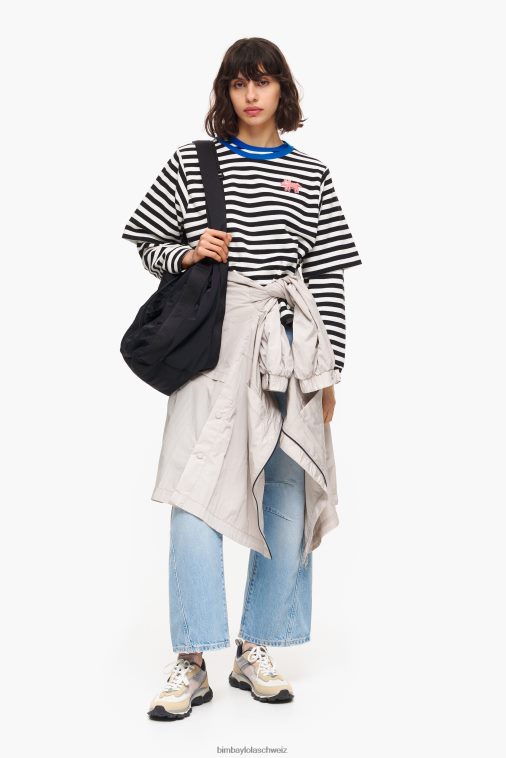 Bimba Y Lola gestreiftes T-Shirt Schwarz Kleidung T04ZZ251