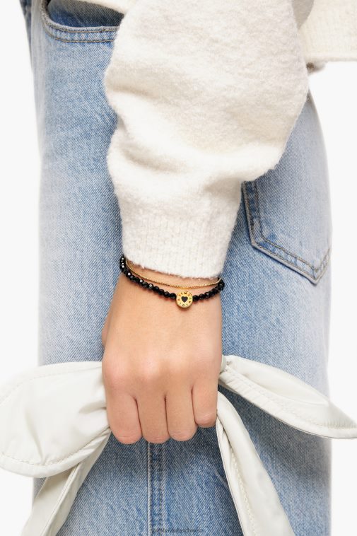 Bimba Y Lola Doppelarmband mit Kristallen Schwarz Zubehör T04ZZ668