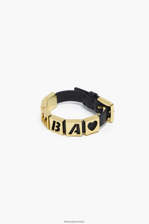 Bimba Y Lola Lederarmband mit Buchstaben Schwarz Zubehör T04ZZ659