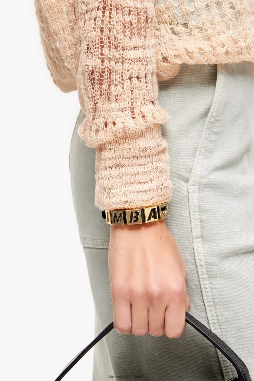 Bimba Y Lola Lederarmband mit Buchstaben Schwarz Zubehör T04ZZ659