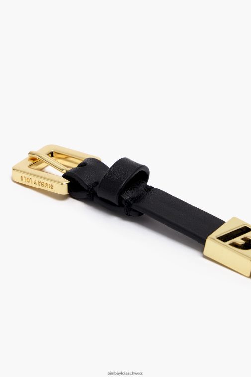 Bimba Y Lola Lederarmband mit Buchstaben Schwarz Zubehör T04ZZ659