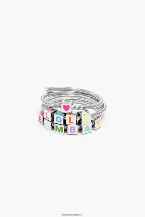Bimba Y Lola Logo-Armband mit Spiralkette Silber Zubehör T04ZZ661
