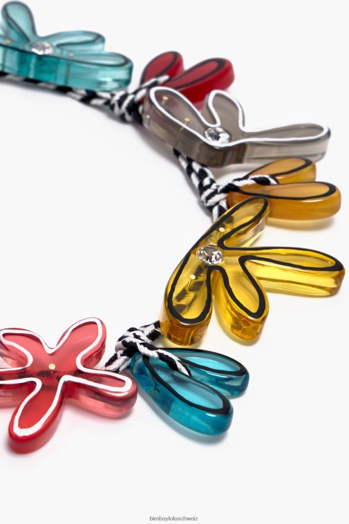 Bimba Y Lola Blumen-Kordel-Halskette Schwarz Zubehör T04ZZ743