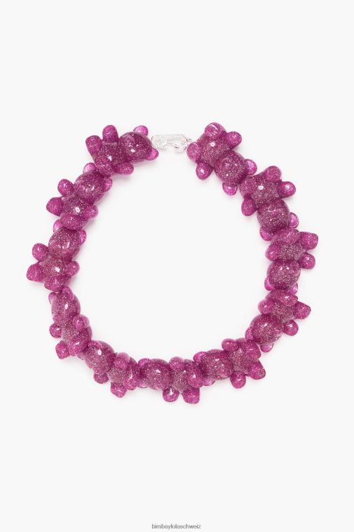 Bimba Y Lola Glitzer-Teddybär-Halskette Rosa Zubehör T04ZZ800
