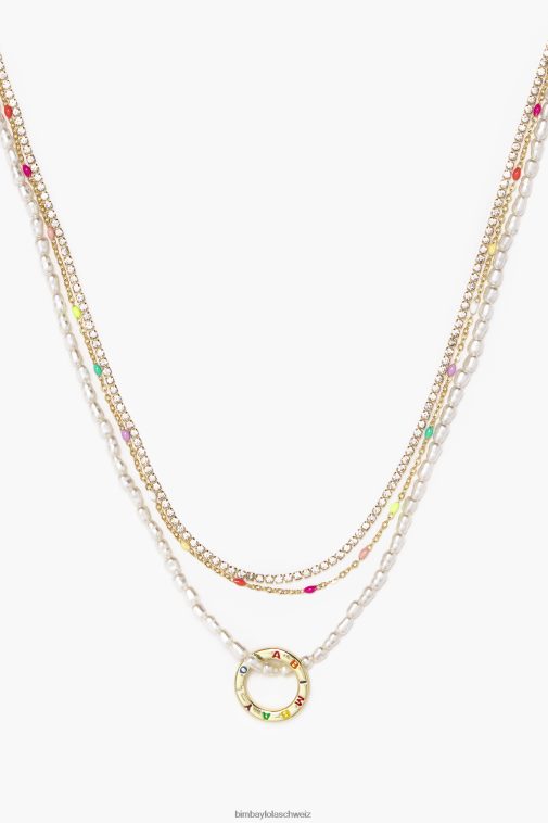 Bimba Y Lola Kurze Halskette mit Kette Perlen Zubehör T04ZZ714