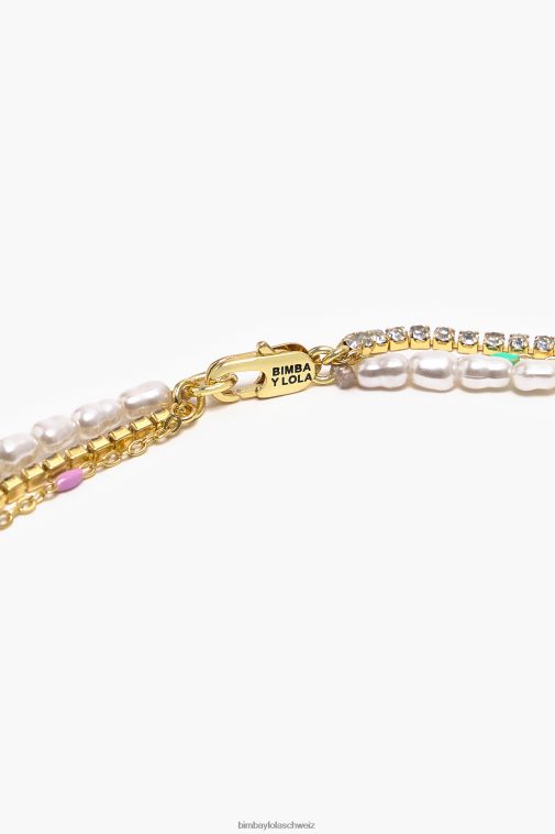 Bimba Y Lola Kurze Halskette mit Kette Perlen Zubehör T04ZZ714