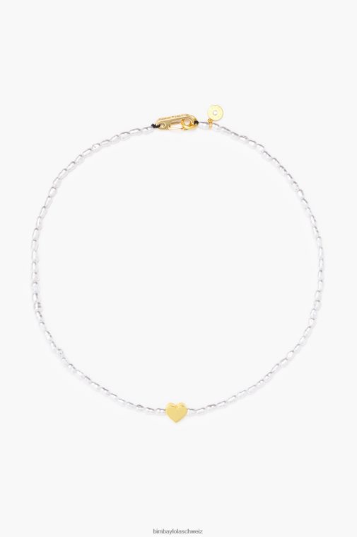 Bimba Y Lola Kurze Herzkette mit Perlen golden Zubehör T04ZZ788