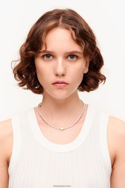Bimba Y Lola Kurze Herzkette mit Perlen golden Zubehör T04ZZ788