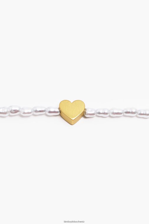 Bimba Y Lola Kurze Herzkette mit Perlen golden Zubehör T04ZZ788